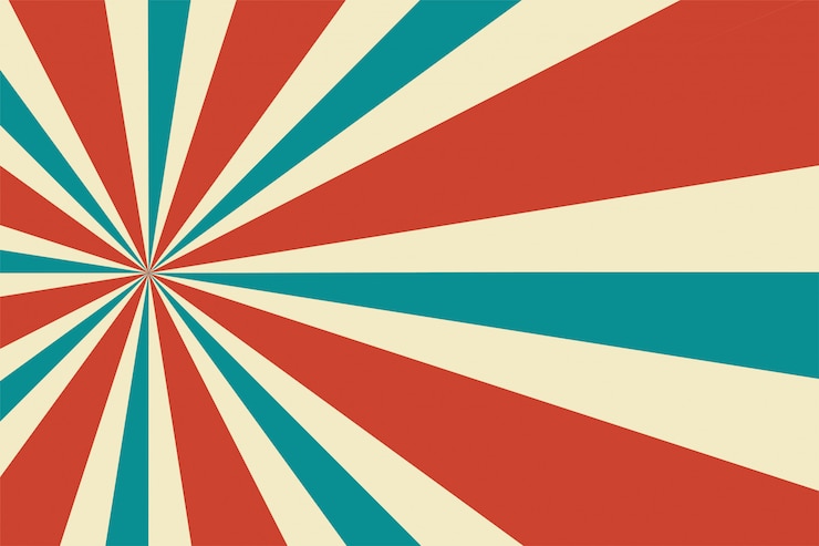 Gratis Vector klassiek retro kleuren sunbust stralen ontwerp