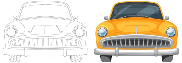 Gratis vector klassieke auto illustratie schets om te kleuren