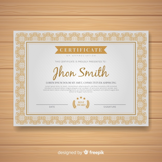 Gratis vector klassieke certificaatsjabloon