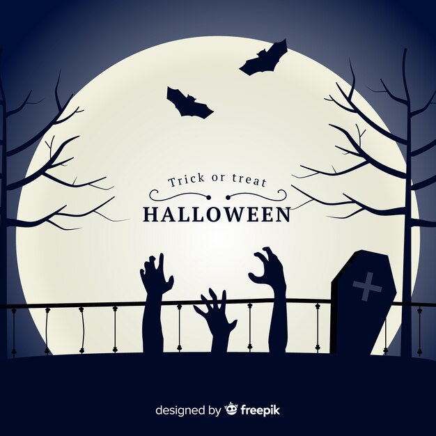 Klassieke Halloween-achtergrond met vlak ontwerp