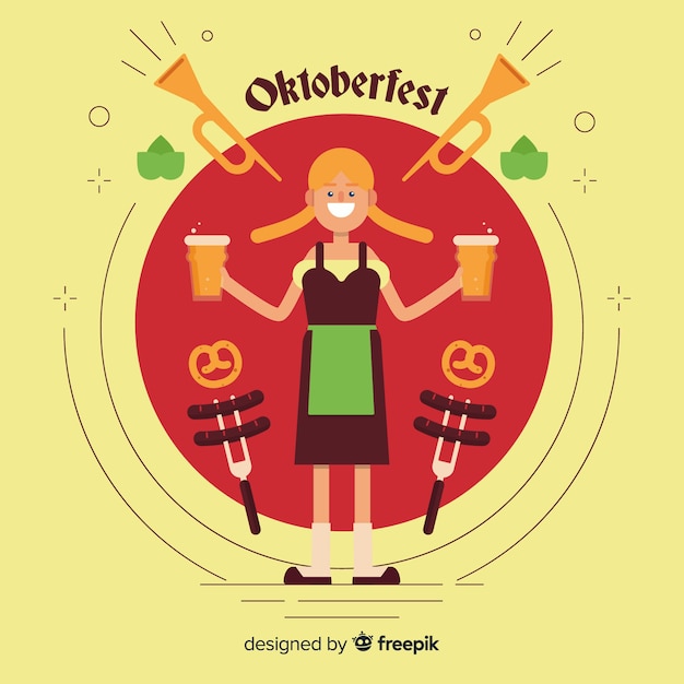 Klassieke oktoberfest-compositie met plat ontwerp