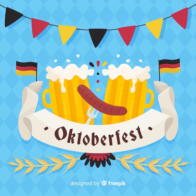 Klassieke oktoberfest-compositie met plat ontwerp