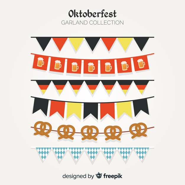 Klassieke oktoberfest guirlande collectie met plat ontwerp
