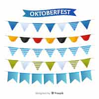 Gratis vector klassieke reeks meest oktoberfest slingers met vlak ontwerp