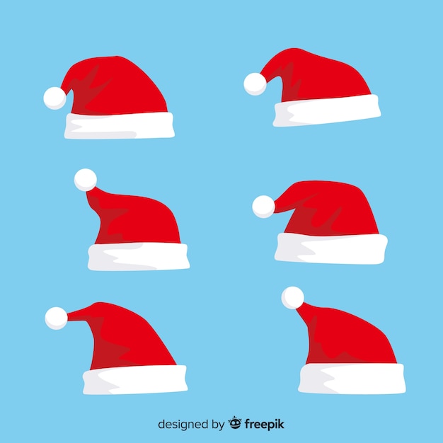 Gratis vector klassieke santa's hoedencollectie met plat ontwerp