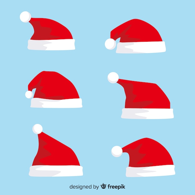 Gratis vector klassieke santa's hoedencollectie met plat ontwerp