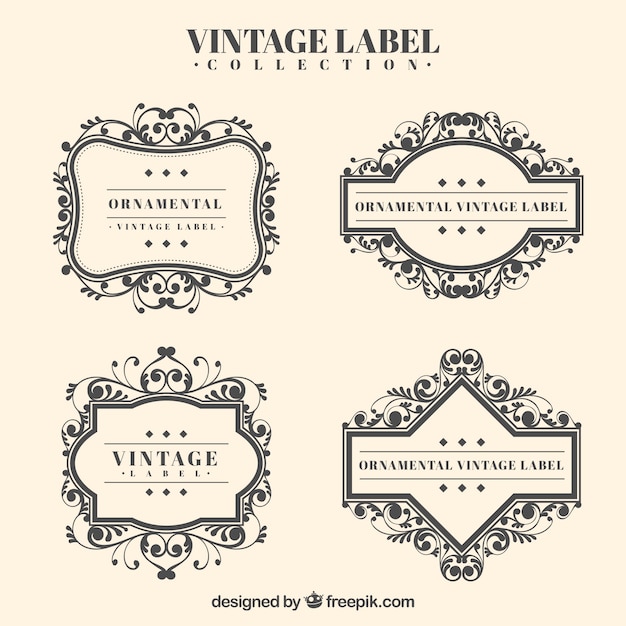 Gratis vector klassieke set van vintage bruiloft badges