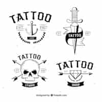 Gratis vector klassieke tattoo logo collectie