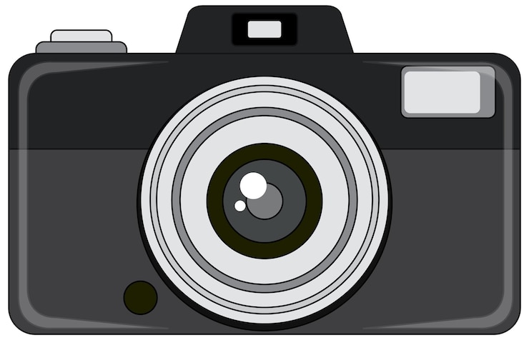 Gratis Vector klassieke zwarte camera op witte achtergrond