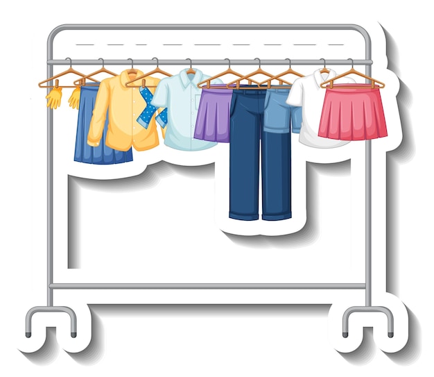 Gratis vector kleding die aan kledingrek hangt