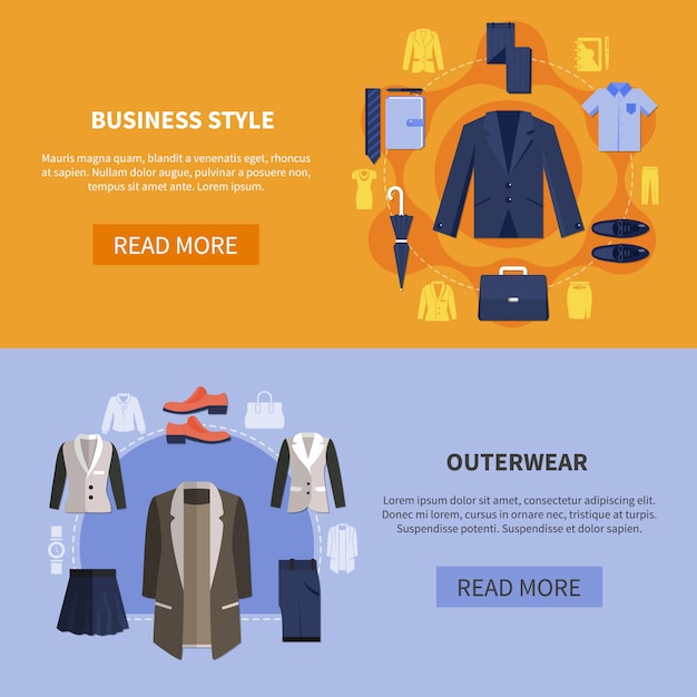 Gratis vector kleding horizontale banner set