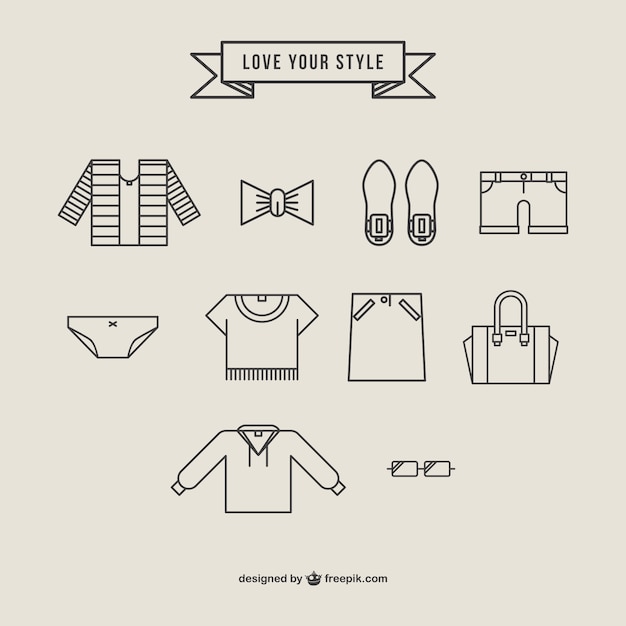 Gratis vector kleding iconen vrije vector