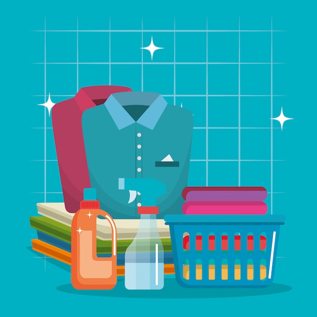 Gratis vector kleding met wasservice iconen