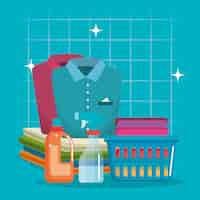 Gratis vector kleding met wasservice iconen