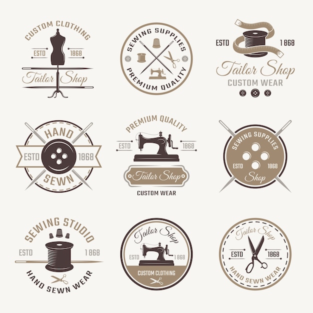 Gratis vector kleermaker embleem set