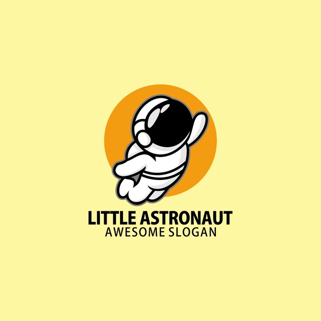 Kleine astronaut logo schattig ontwerp mascotte