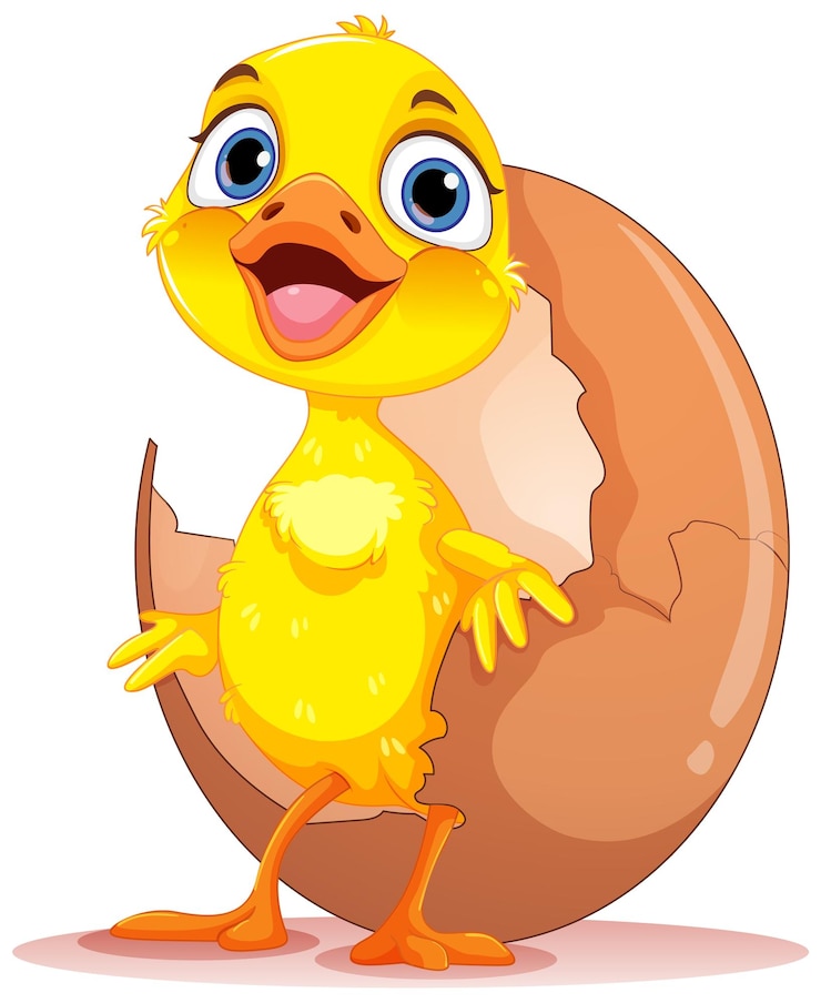 Gratis Vector kleine eend uit een ei