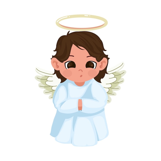 Gratis vector kleine engel christendom karakter icoon geïsoleerd