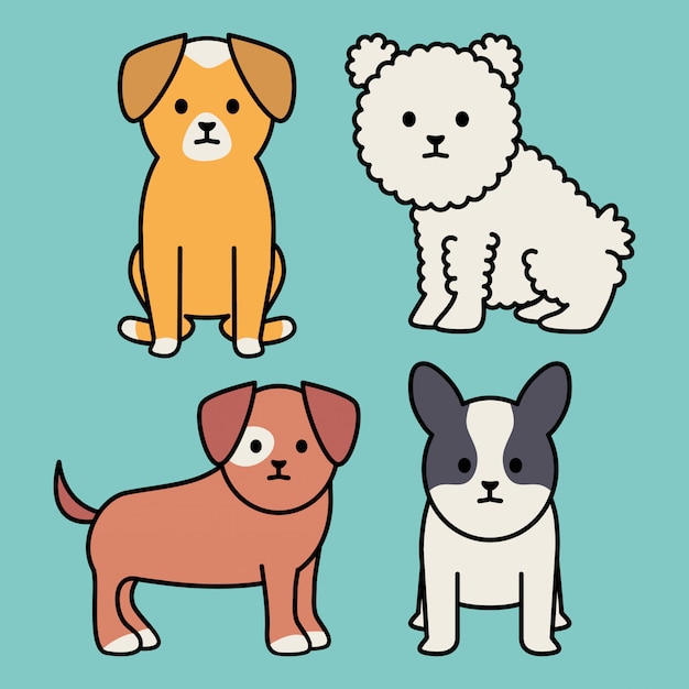 Kleine honden adorabelen mascottes personages