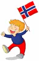 Gratis vector kleine jongen die de vlag van zweden vasthoudt