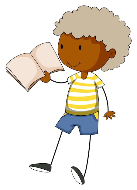 Gratis vector kleine jongen die een boek leest