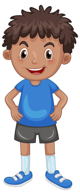 Gratis vector kleine jongen in blauw shirt