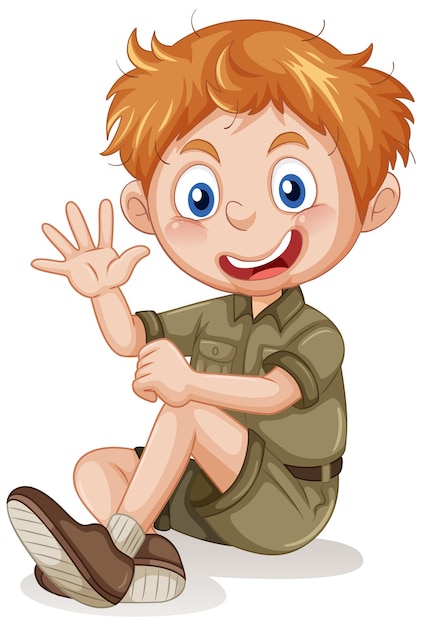 Gratis vector kleine jongen in verkennersuniform