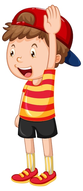 Gratis vector kleine jongen met hand omhoog