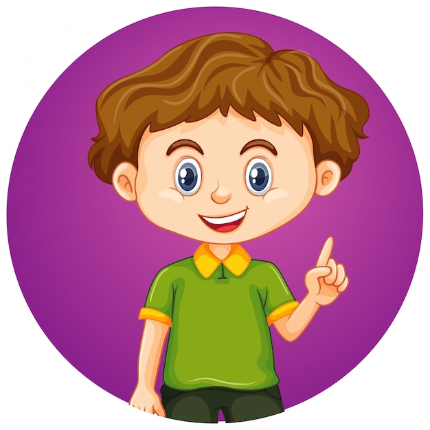 Gratis vector kleine jongen op ronde achtergrond