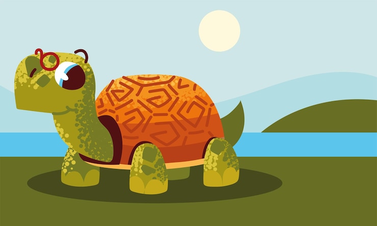 Gratis Vector kleine schattige schildpad