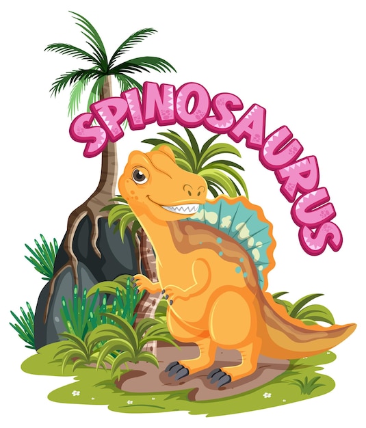 Kleine schattige spinosaurus dinosaurus stripfiguur