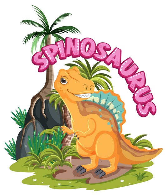 Kleine schattige spinosaurus dinosaurus stripfiguur