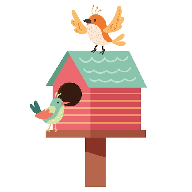 Gratis vector kleine vogels in huis