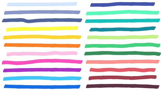 Gratis vector kleur markeringslijnen lijnen. kleurrijke hoogtepunten, markeringsstrepen en gele lijnmarkering