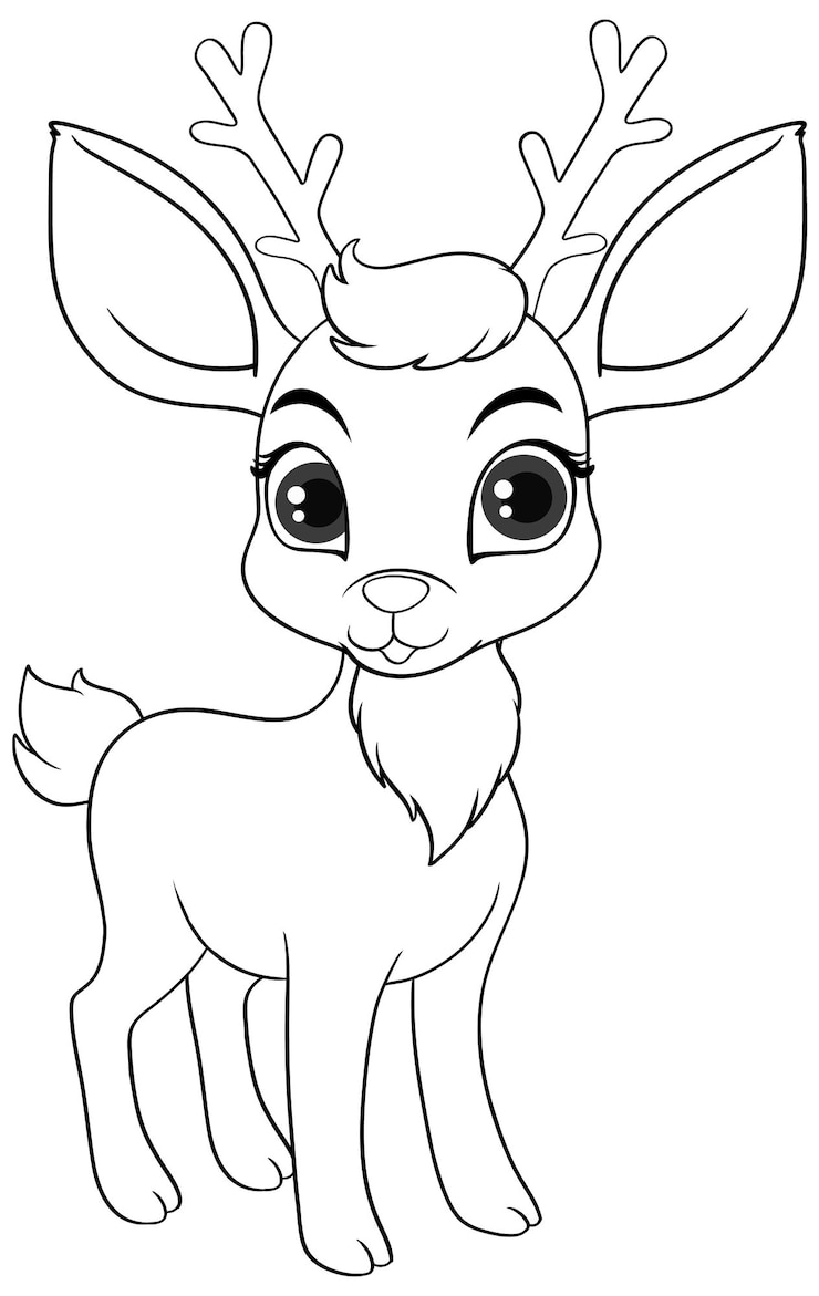 Gratis Vector kleurblad schets van een schattig hert