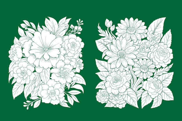 Gratis vector kleurboek met prachtige bloemen en bloemmotieven