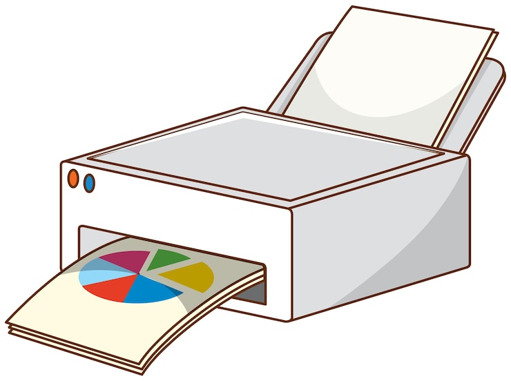 Gratis Vector kleurenprinter machine op witte achtergrond