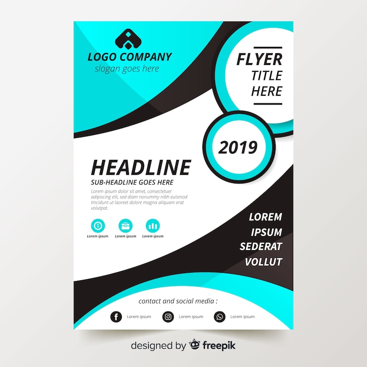 Gratis Vector kleurige flyer sjabloon met vlak ontwerp