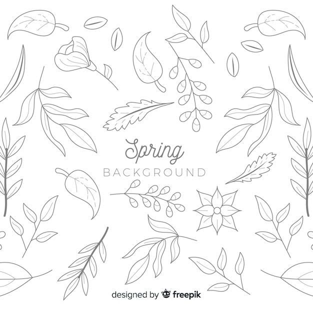 Kleurloze doodle voorjaar achtergrond