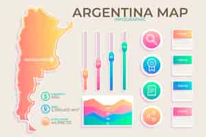 Gratis vector kleurovergang argentinië kaart infographic