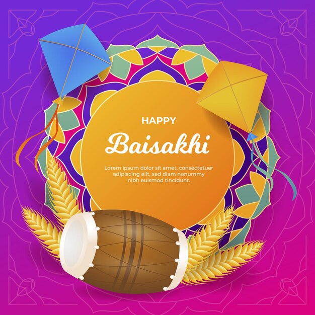 Gratis vector kleurovergang baisakhi illustratie