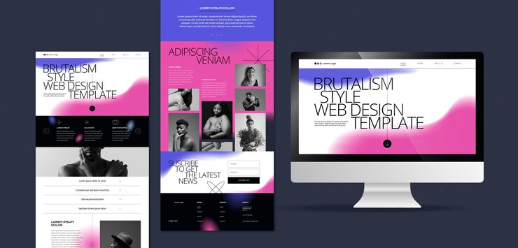 Gratis Vector kleurovergang brutalisme web ontwerpsjabloon