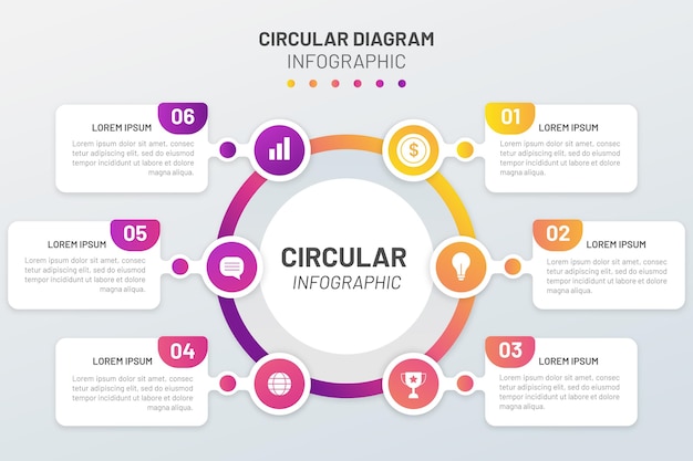 Gratis vector kleurovergang circulaire diagram infographic