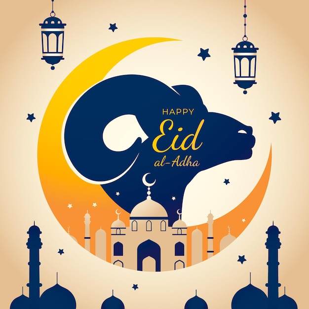 Gratis vector kleurovergang eid al-adha illustratie