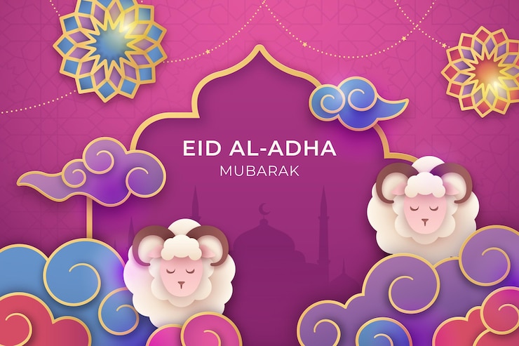 Gratis Vector kleurovergang eid al-adha illustratie