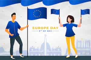 Gratis vector kleurovergang europa dag illustratie