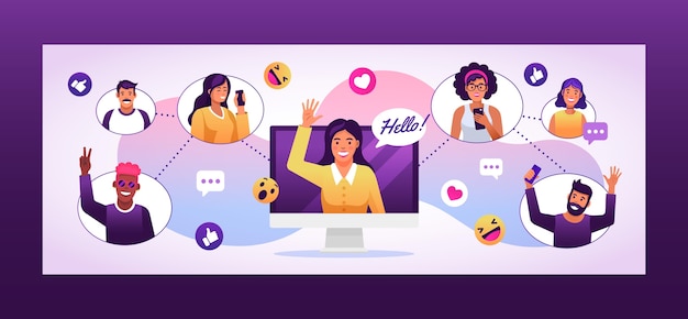 Kleurovergang facebook groep omslag illustratie