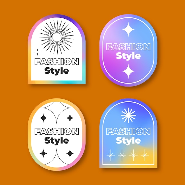 Gratis vector kleurovergang fashion stylist labels