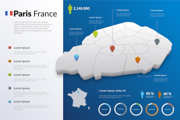 Kleurovergang frankrijk parijs kaart infographics