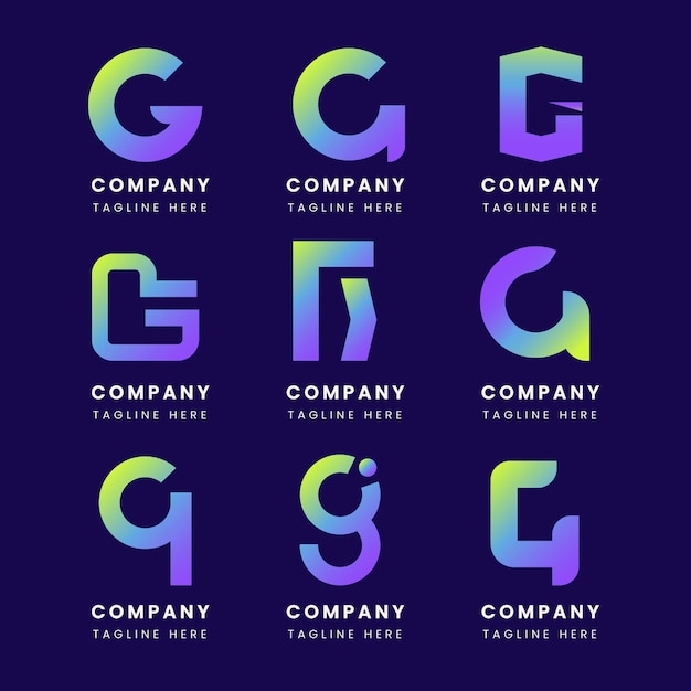 Gratis vector kleurovergang g letter logo pack